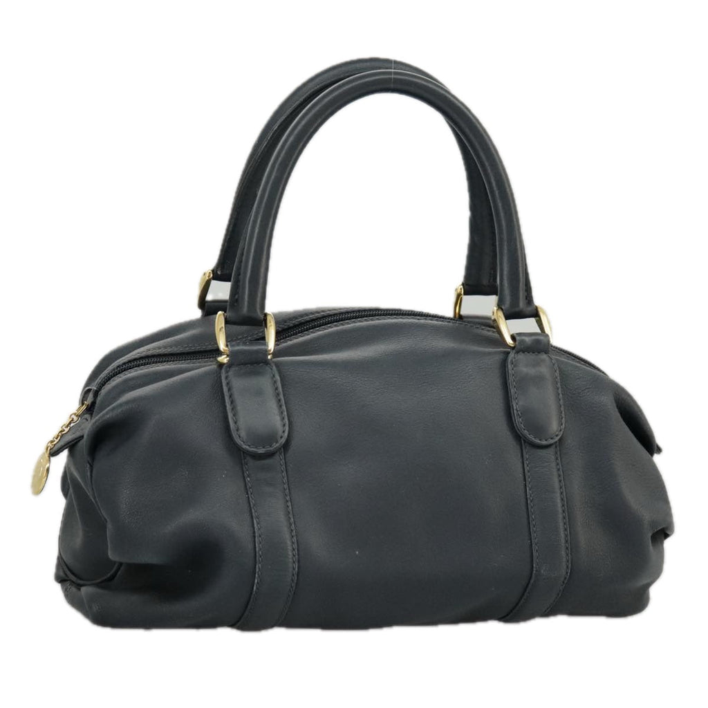 GUCCI Mini Boston Bag Leather Navy Gold ki5045
