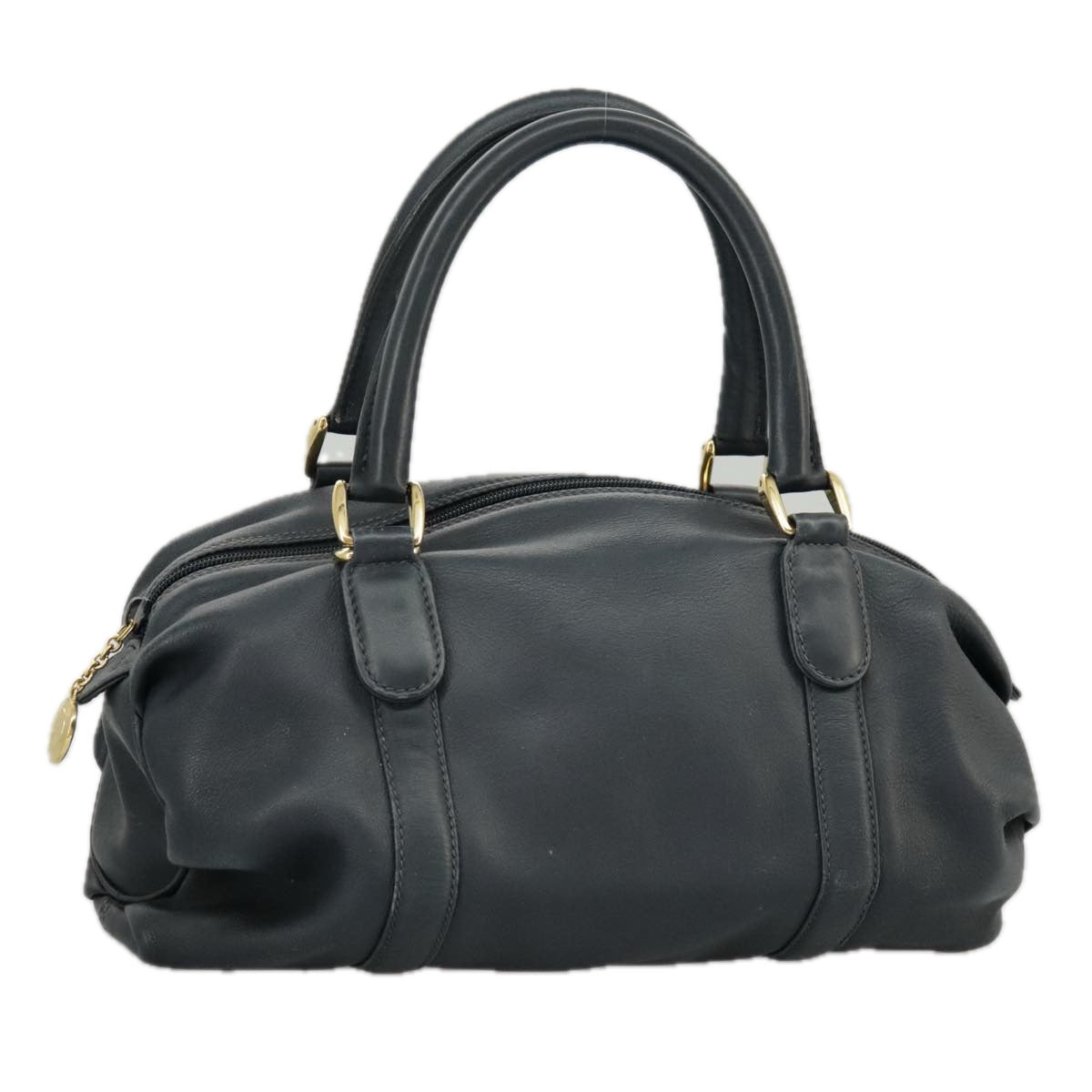 GUCCI Mini Boston Bag Leather Navy Gold ki5045