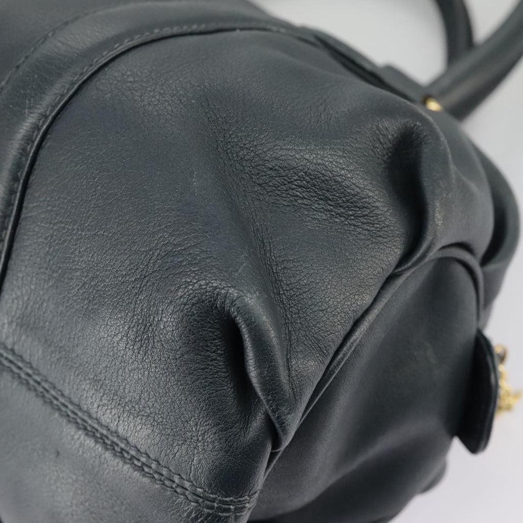 GUCCI Mini Boston Bag Leather Navy Gold ki5045