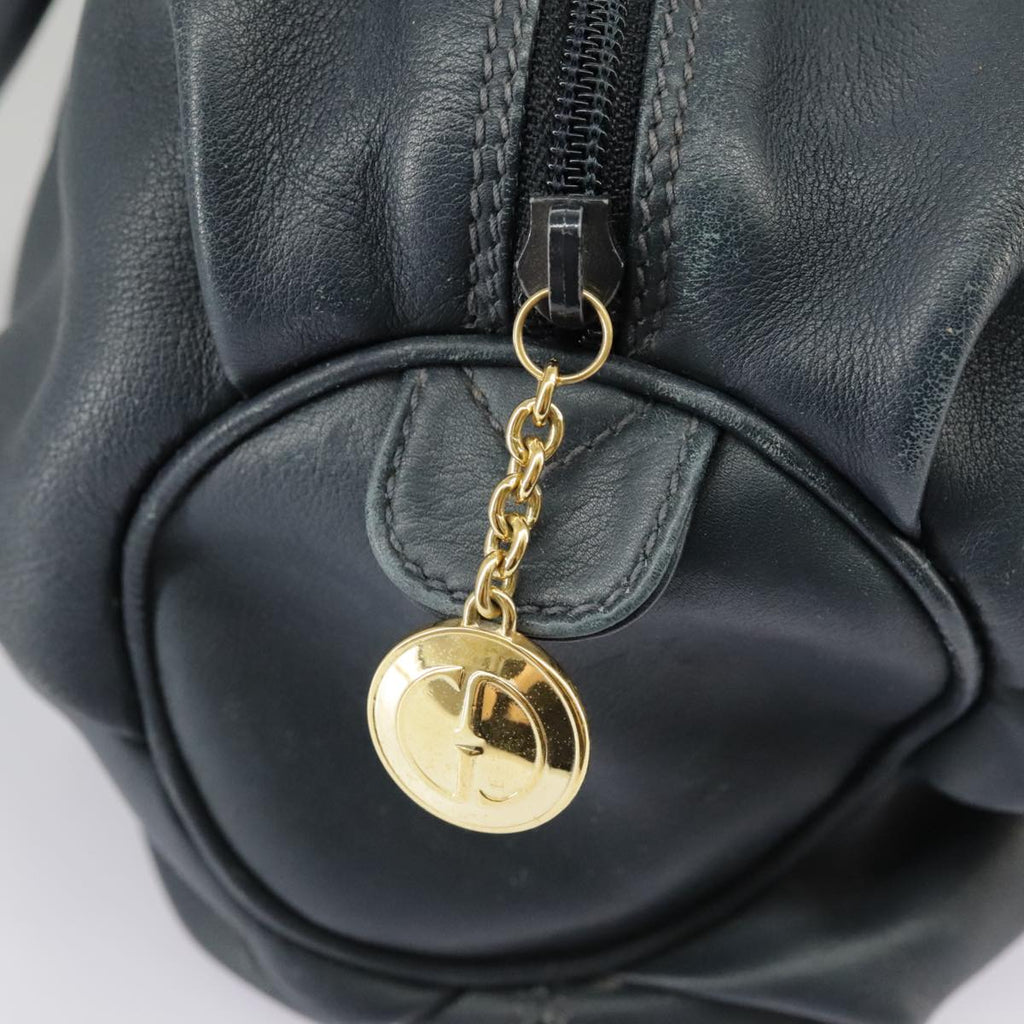 GUCCI Mini Boston Bag Leather Navy Gold ki5045