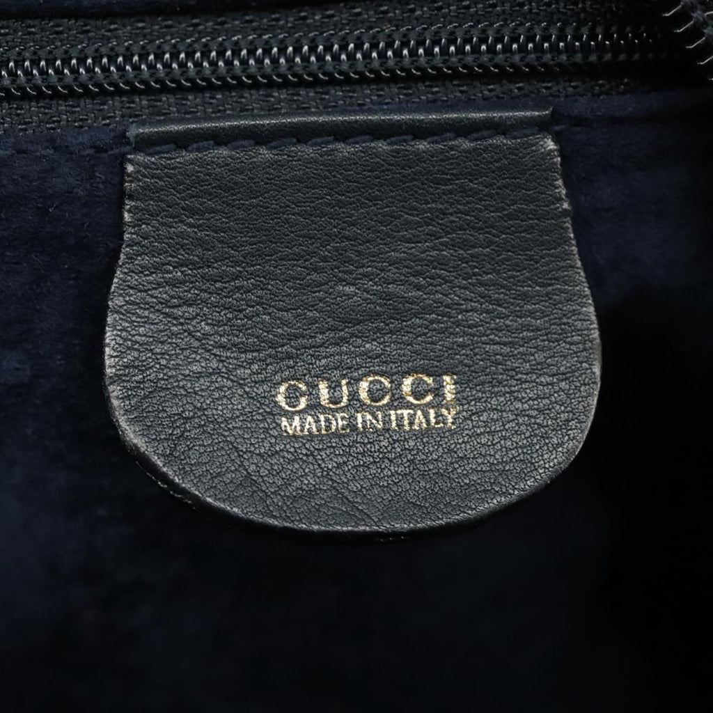 GUCCI Mini Boston Bag Leather Navy Gold ki5045