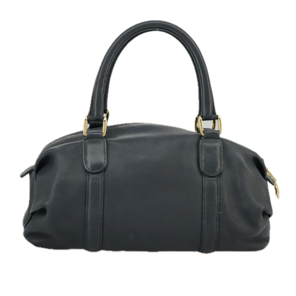 GUCCI Mini Boston Bag Leather Navy Gold ki5045