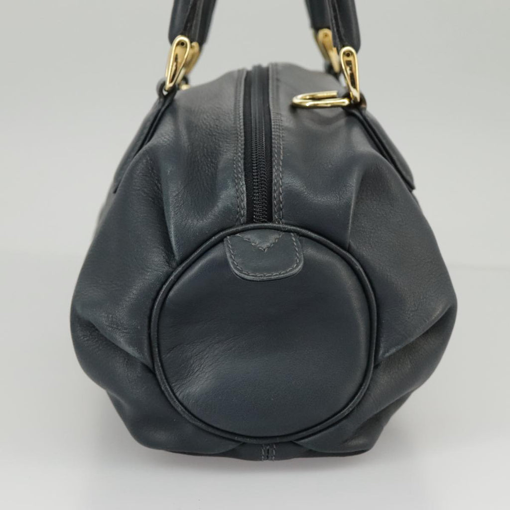 GUCCI Mini Boston Bag Leather Navy Gold ki5045
