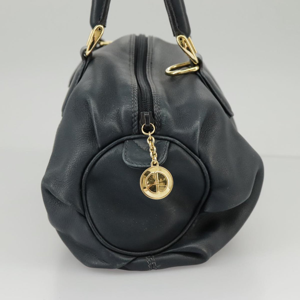 GUCCI Mini Boston Bag Leather Navy Gold ki5045