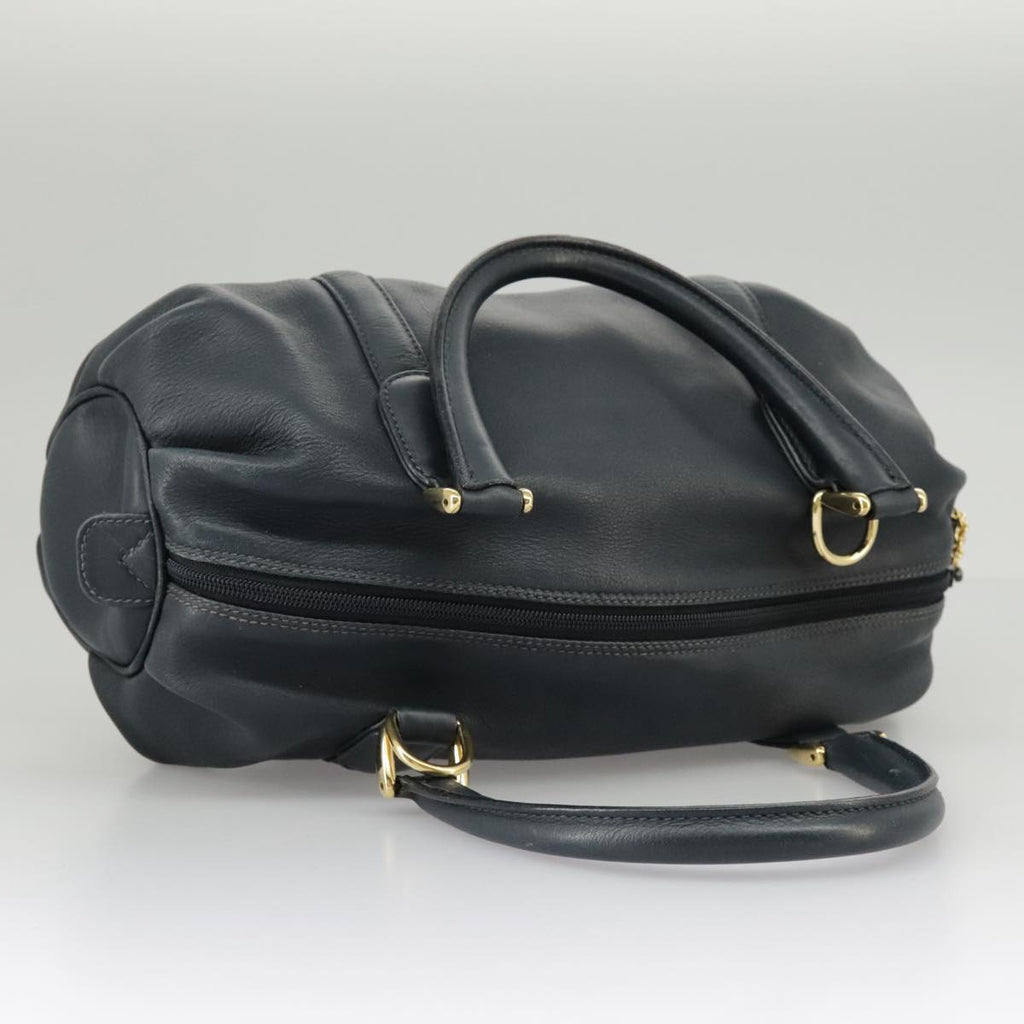 GUCCI Mini Boston Bag Leather Navy Gold ki5045