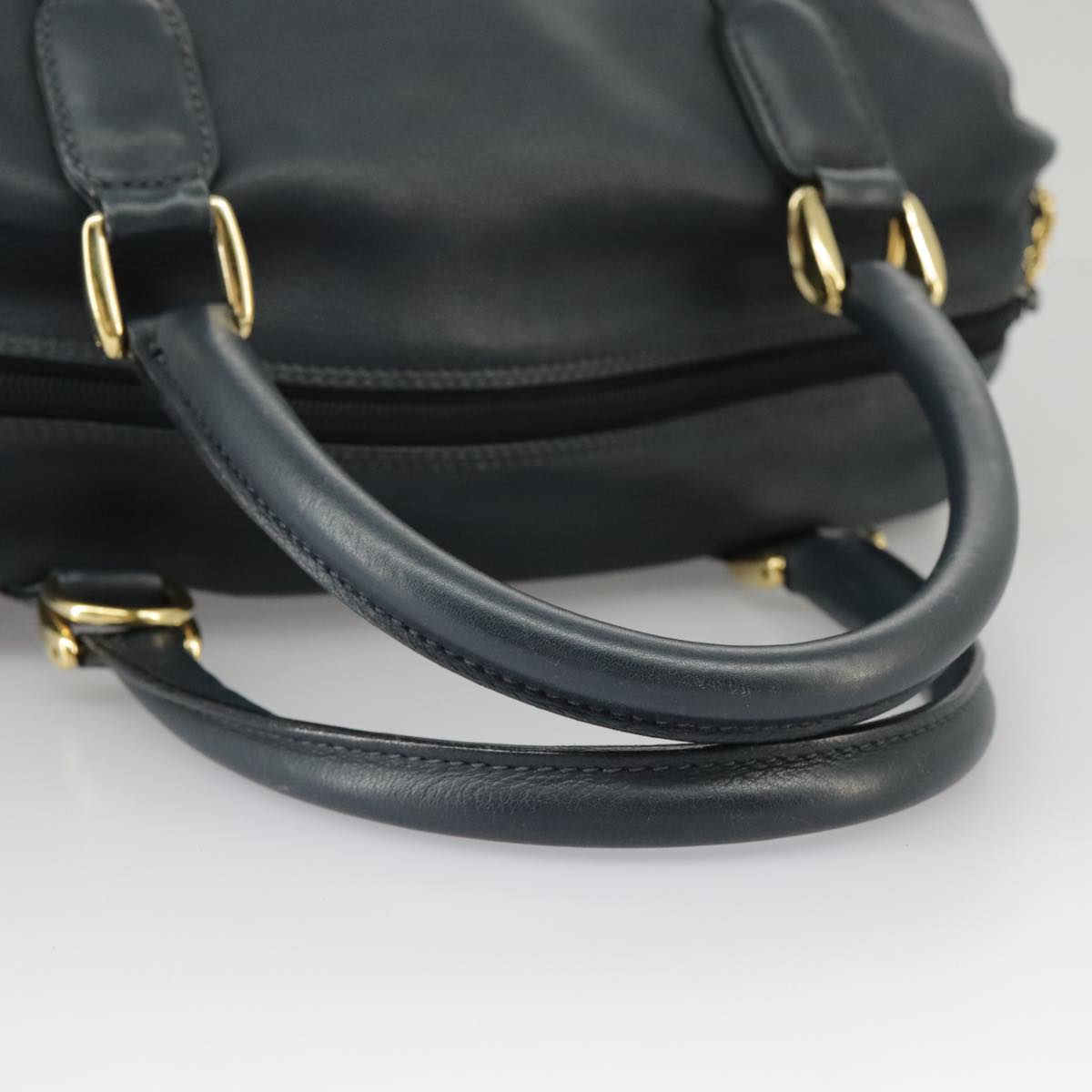 GUCCI Mini Boston Bag Leather Navy Gold ki5045