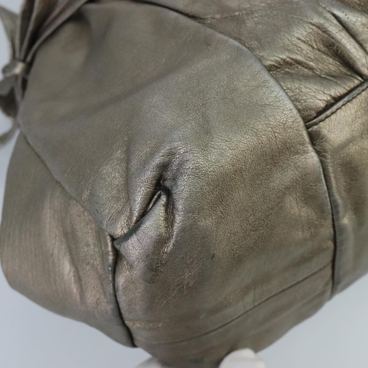 GUCCI Histeria Tote Bag Leather Silver Gold 197021 ki5046