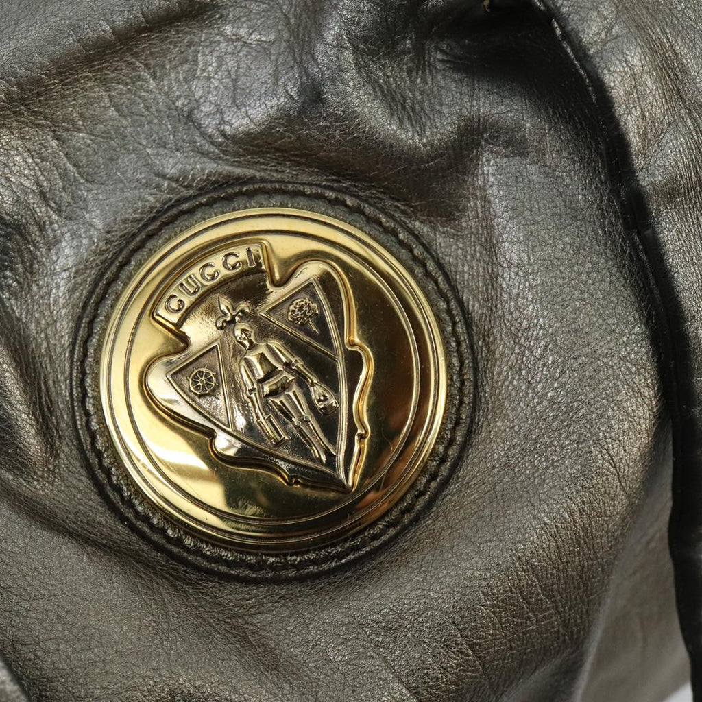 GUCCI Histeria Tote Bag Leather Silver Gold 197021 ki5046