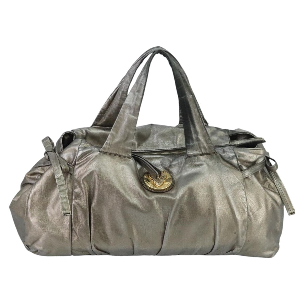 GUCCI Histeria Tote Bag Leather Silver Gold 197021 ki5046