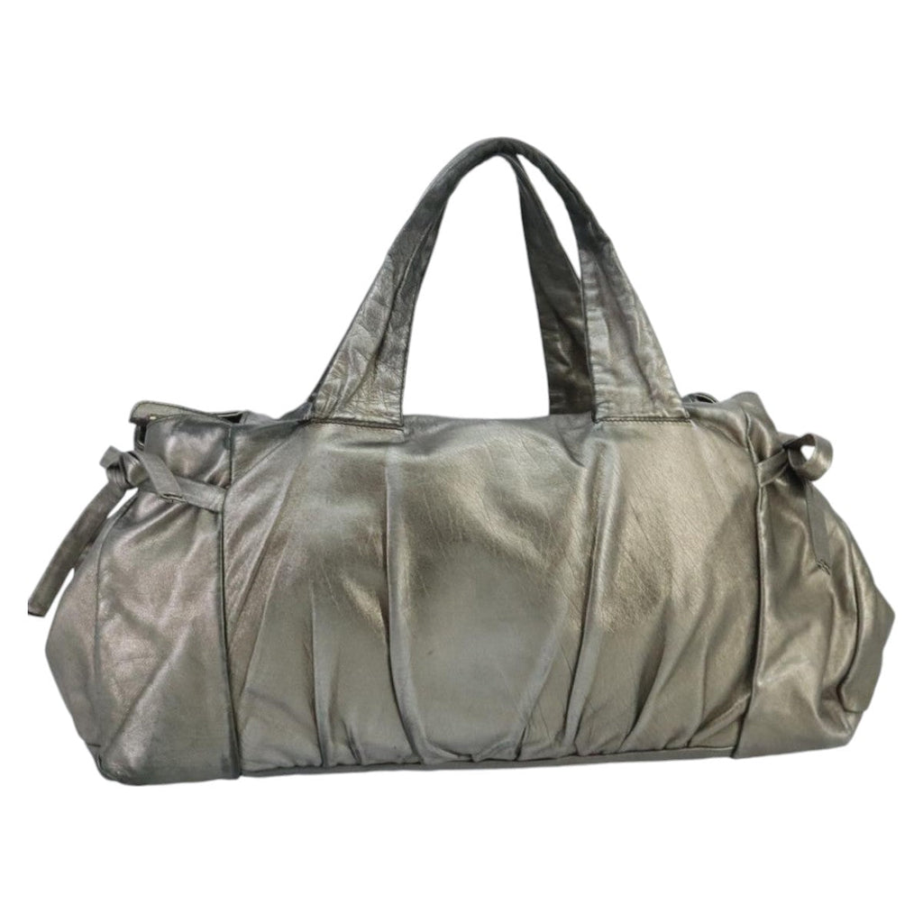 GUCCI Histeria Tote Bag Leather Silver Gold 197021 ki5046