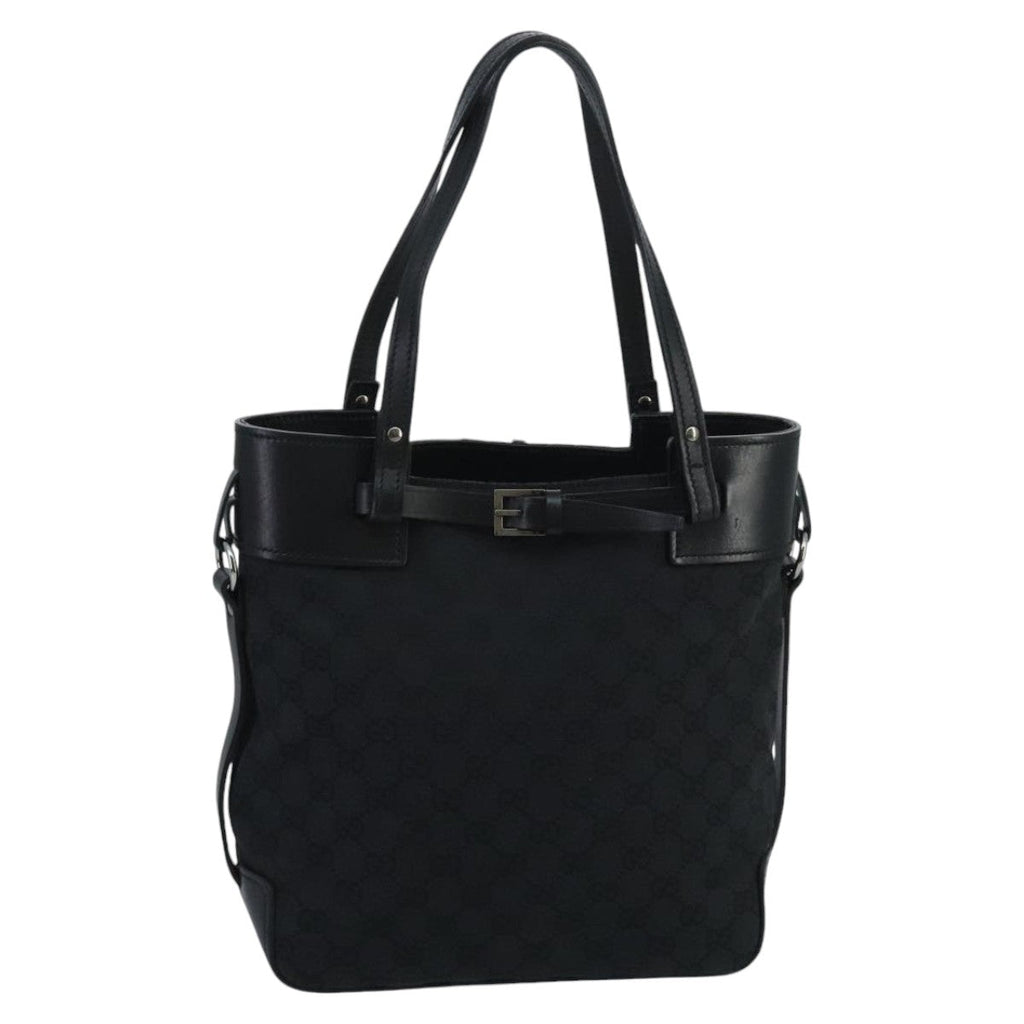 GUCCI GG Canvas Tote Bag Black Silver 107757 ki5048