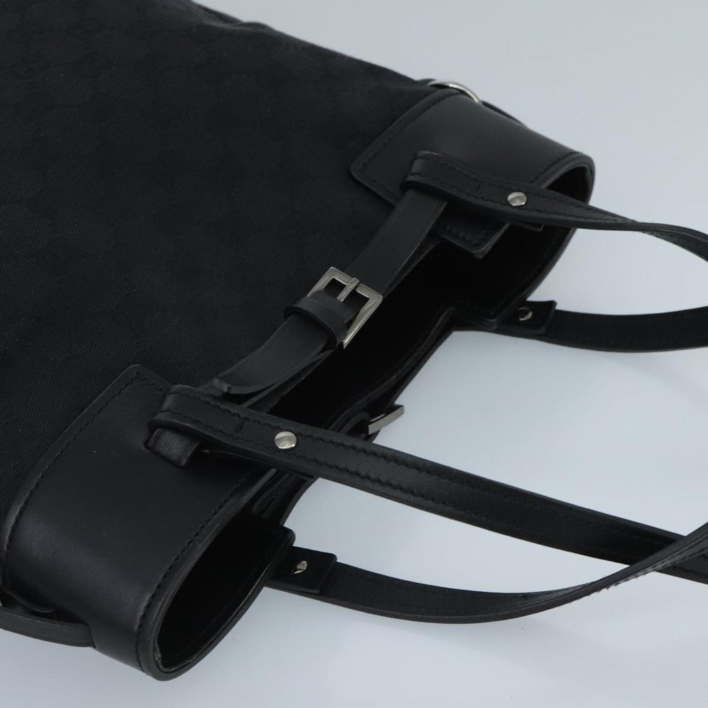 GUCCI GG Canvas Tote Bag Black Silver 107757 ki5048