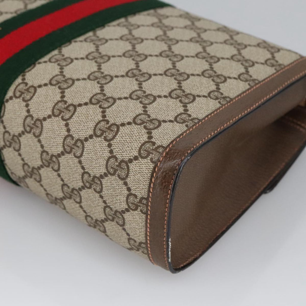 GUCCI GG Supreme Web Sherry Line Clutch Bag PVC Beige Red 89 01 007 ki5050