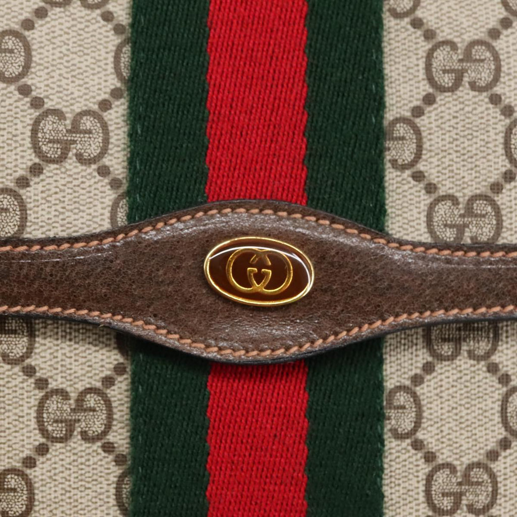 GUCCI GG Supreme Web Sherry Line Clutch Bag PVC Beige Red 89 01 007 ki5050