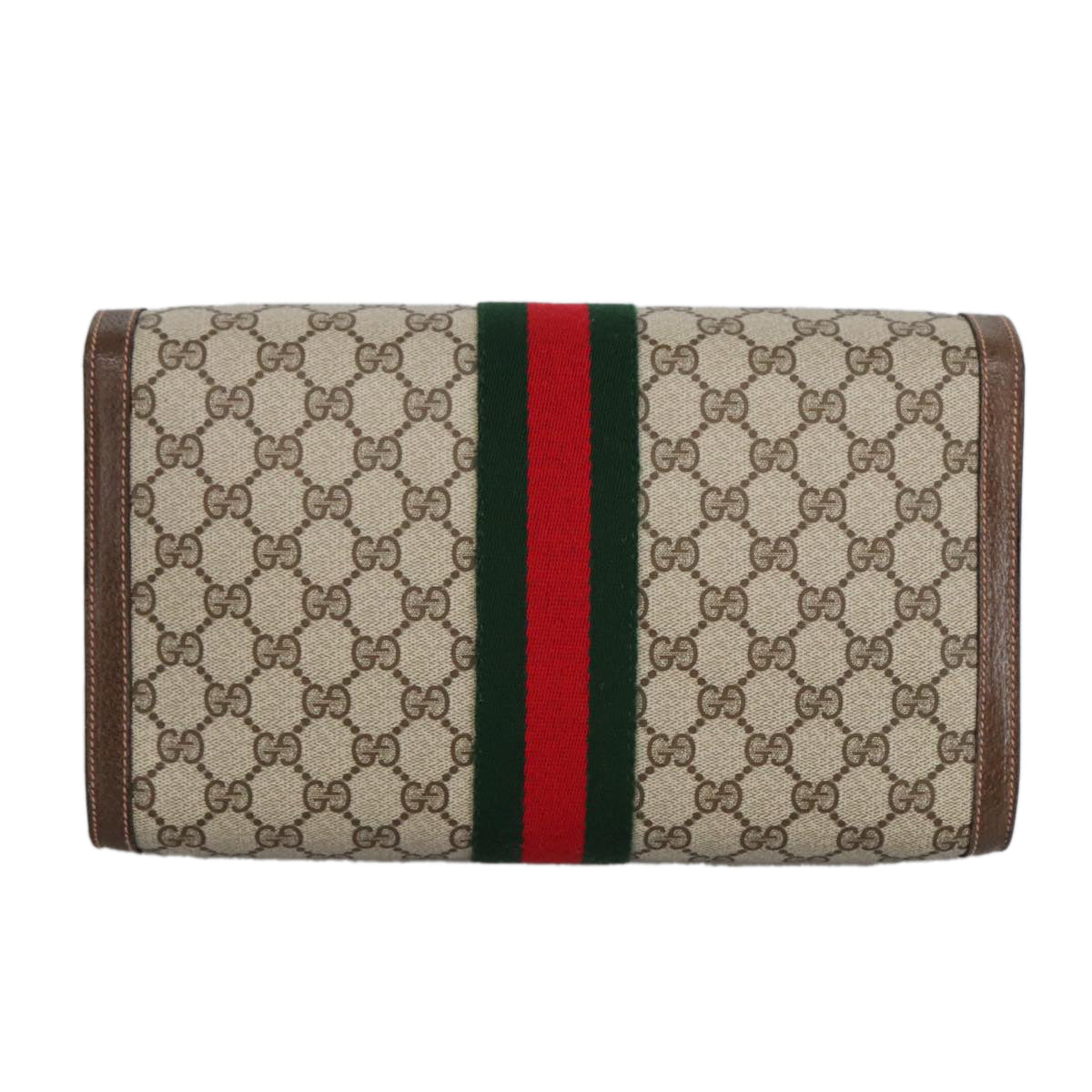 GUCCI GG Supreme Web Sherry Line Clutch Bag PVC Beige Red 89 01 007 ki5050