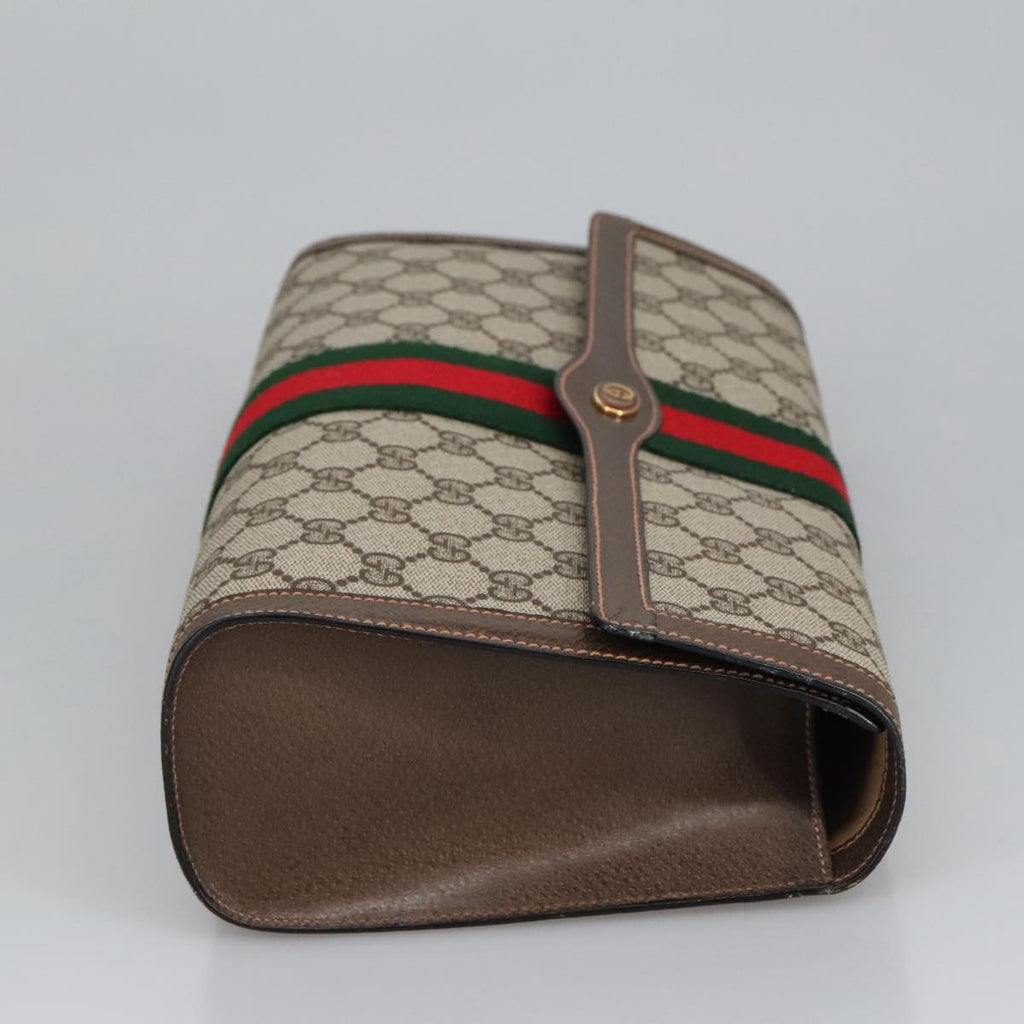 GUCCI GG Supreme Web Sherry Line Clutch Bag PVC Beige Red 89 01 007 ki5050