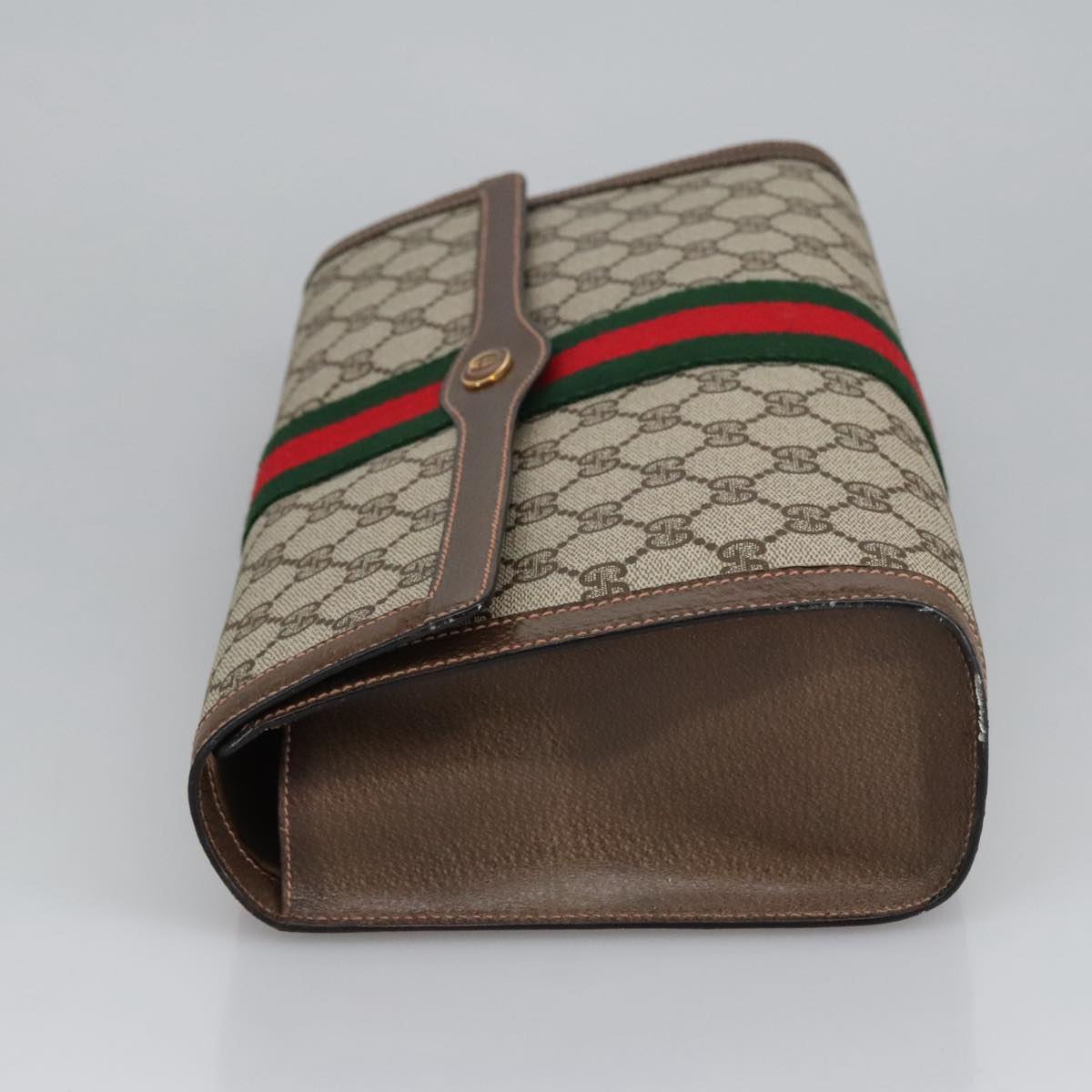 GUCCI GG Supreme Web Sherry Line Clutch Bag PVC Beige Red 89 01 007 ki5050