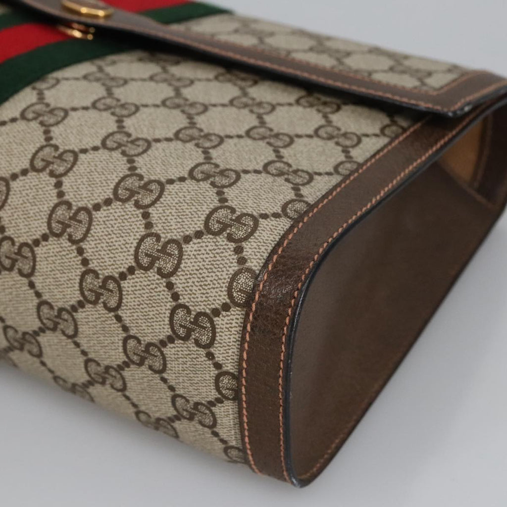 GUCCI GG Supreme Web Sherry Line Clutch Bag PVC Beige Red 89 01 007 ki5050