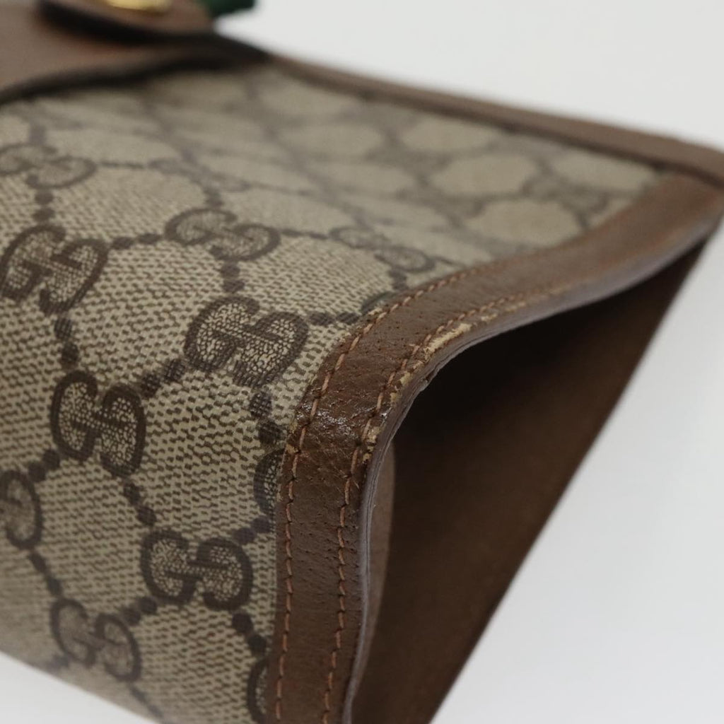 GUCCI GG Supreme Web Sherry Line Clutch Bag PVC Beige Red 89 01 032 ki5061
