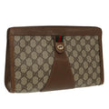 GUCCI GG Supreme Web Sherry Line Clutch Bag PVC Beige Red 89 01 033 ki5062