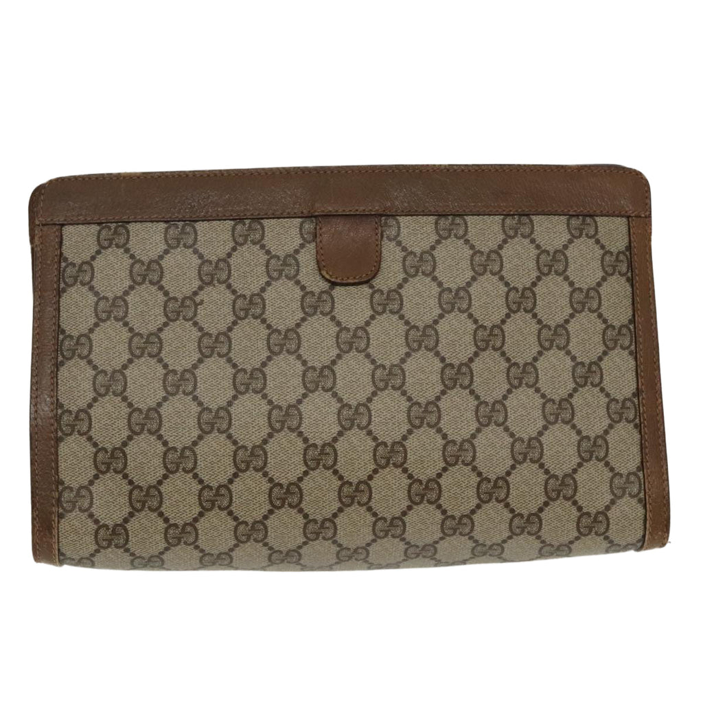 GUCCI GG Supreme Web Sherry Line Clutch Bag PVC Beige Red 89 01 033 ki5062
