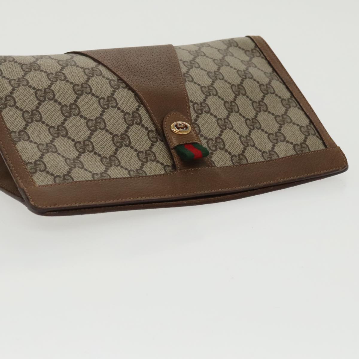 GUCCI GG Supreme Web Sherry Line Clutch Bag PVC Beige Red 89 01 033 ki5062