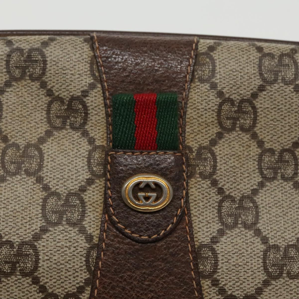 GUCCI GG Supreme Web Sherry Line Clutch Bag PVC Beige Red 156 01 034 ki5089