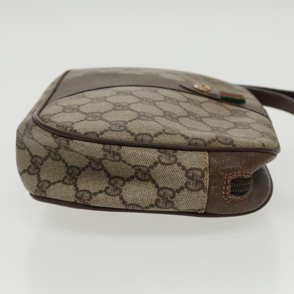 GUCCI GG Supreme Web Sherry Line Clutch Bag PVC Beige Red 156 01 034 ki5089