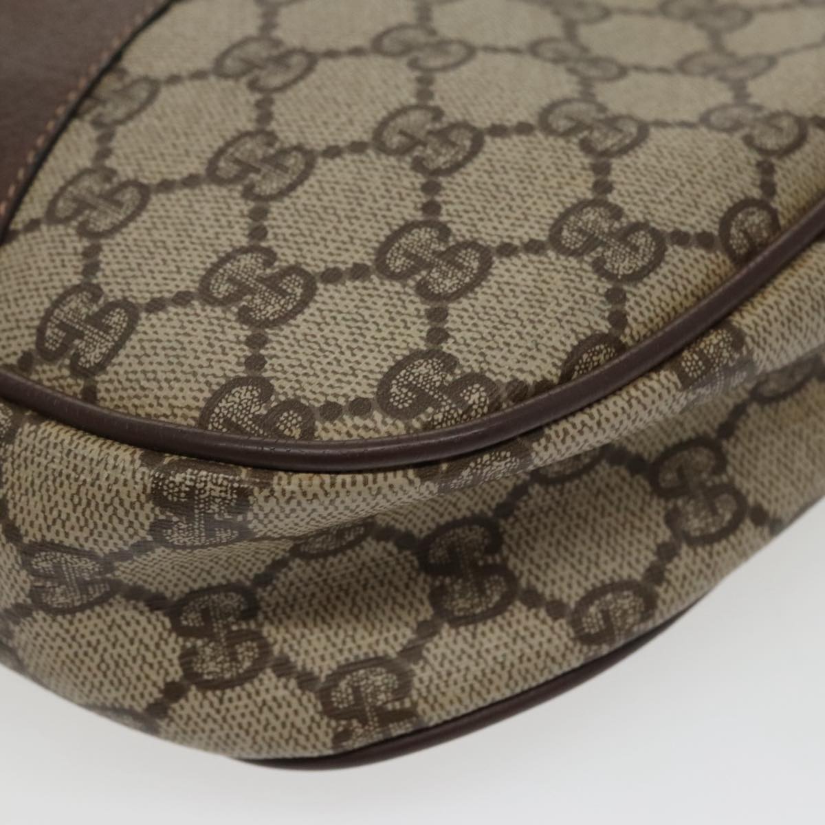 GUCCI GG Supreme Web Sherry Line Clutch Bag PVC Beige Red 156 01 034 ki5089