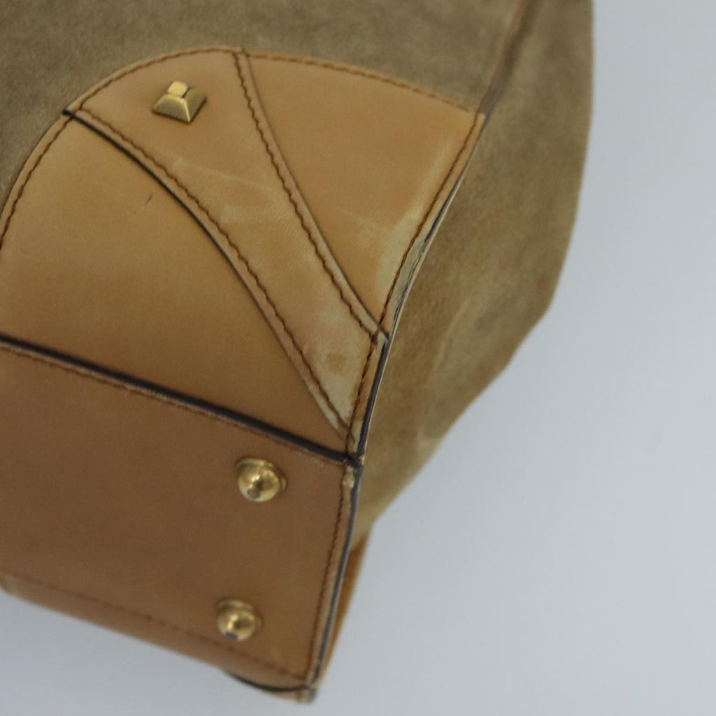 GUCCI GG Canvas Tote Bag Suede Studs Brown Gold 120897 ki5094