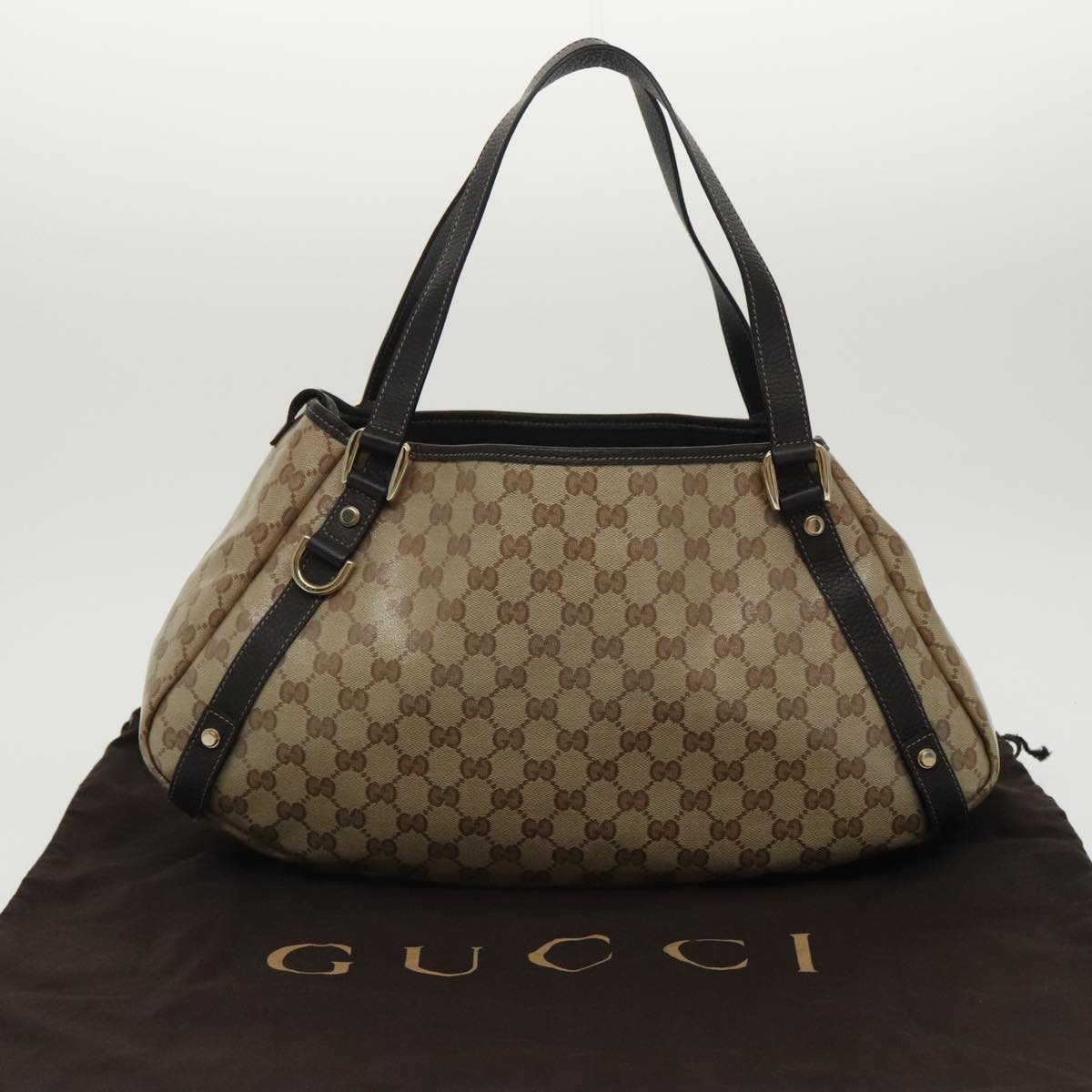 GUCCI GG Crystal Abbey Tote Bag Beige Gold 293578 ki5099