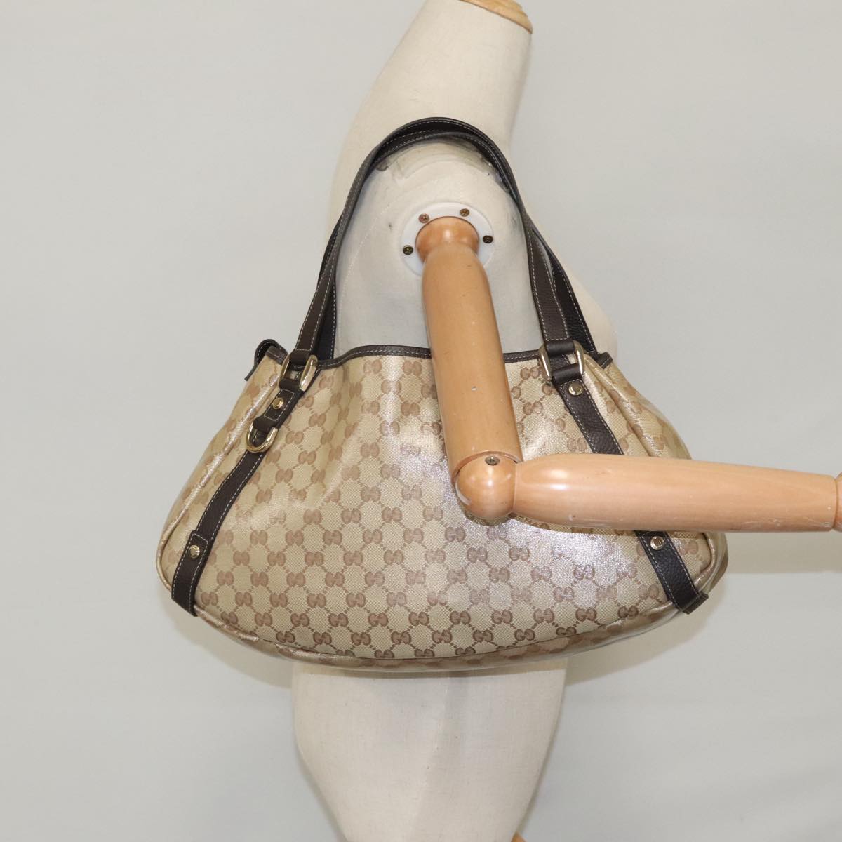 GUCCI GG Crystal Abbey Tote Bag Beige Gold 293578 ki5099