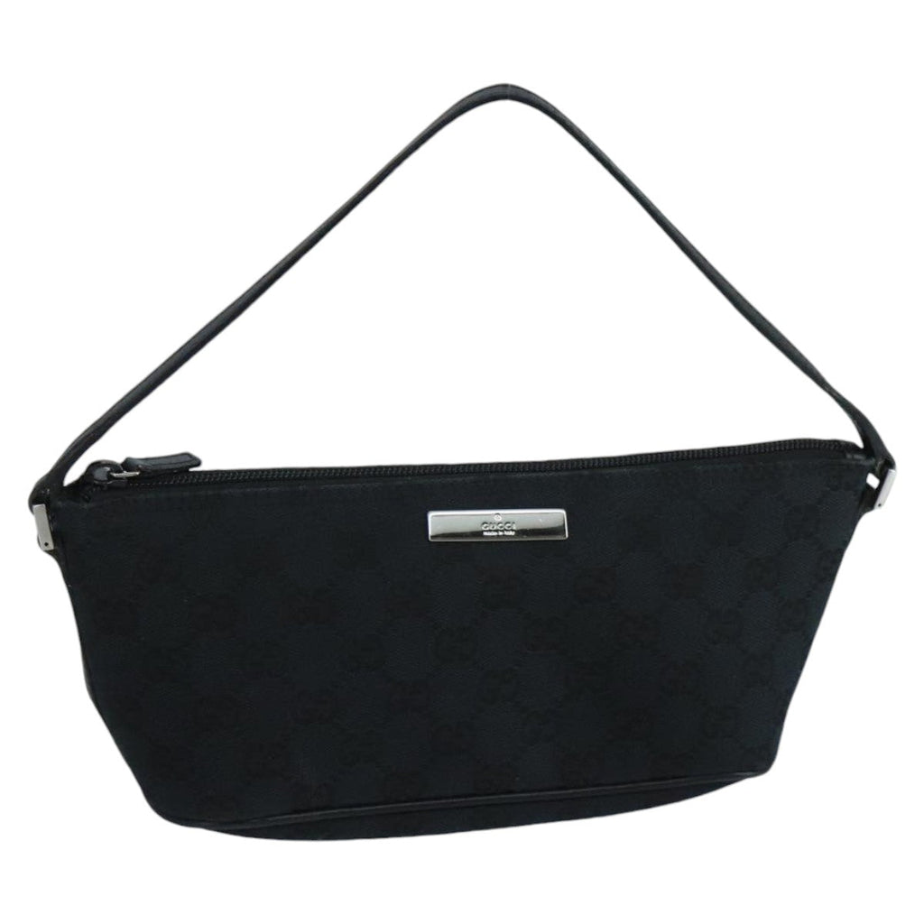 GUCCI GG Canvas Pouch Black Silver 039 1103 ki5152