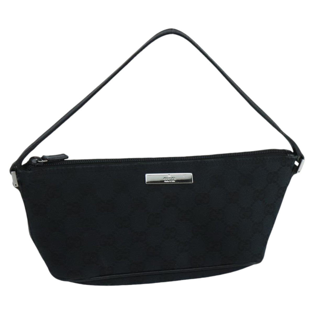 GUCCI GG Canvas Pouch Black Silver 039 1103 ki5152