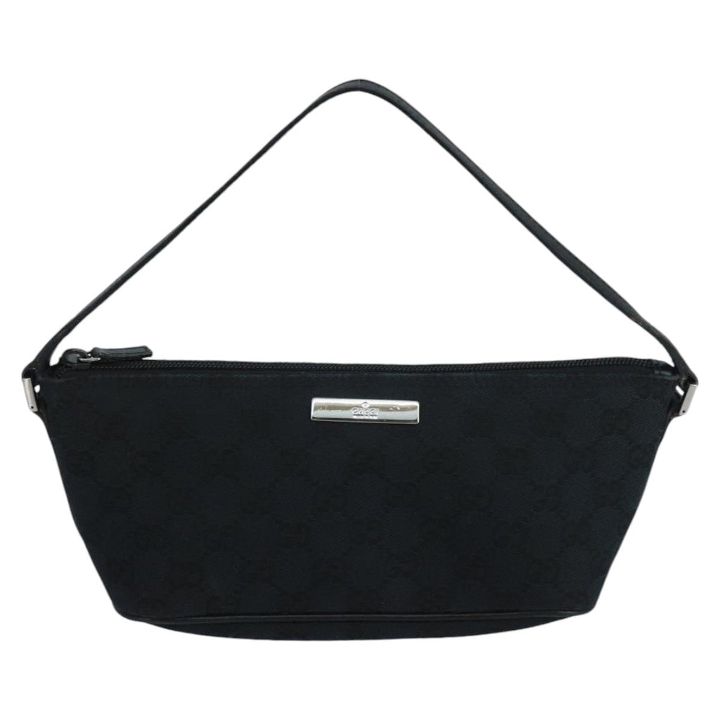 GUCCI GG Canvas Pouch Black Silver 039 1103 ki5152