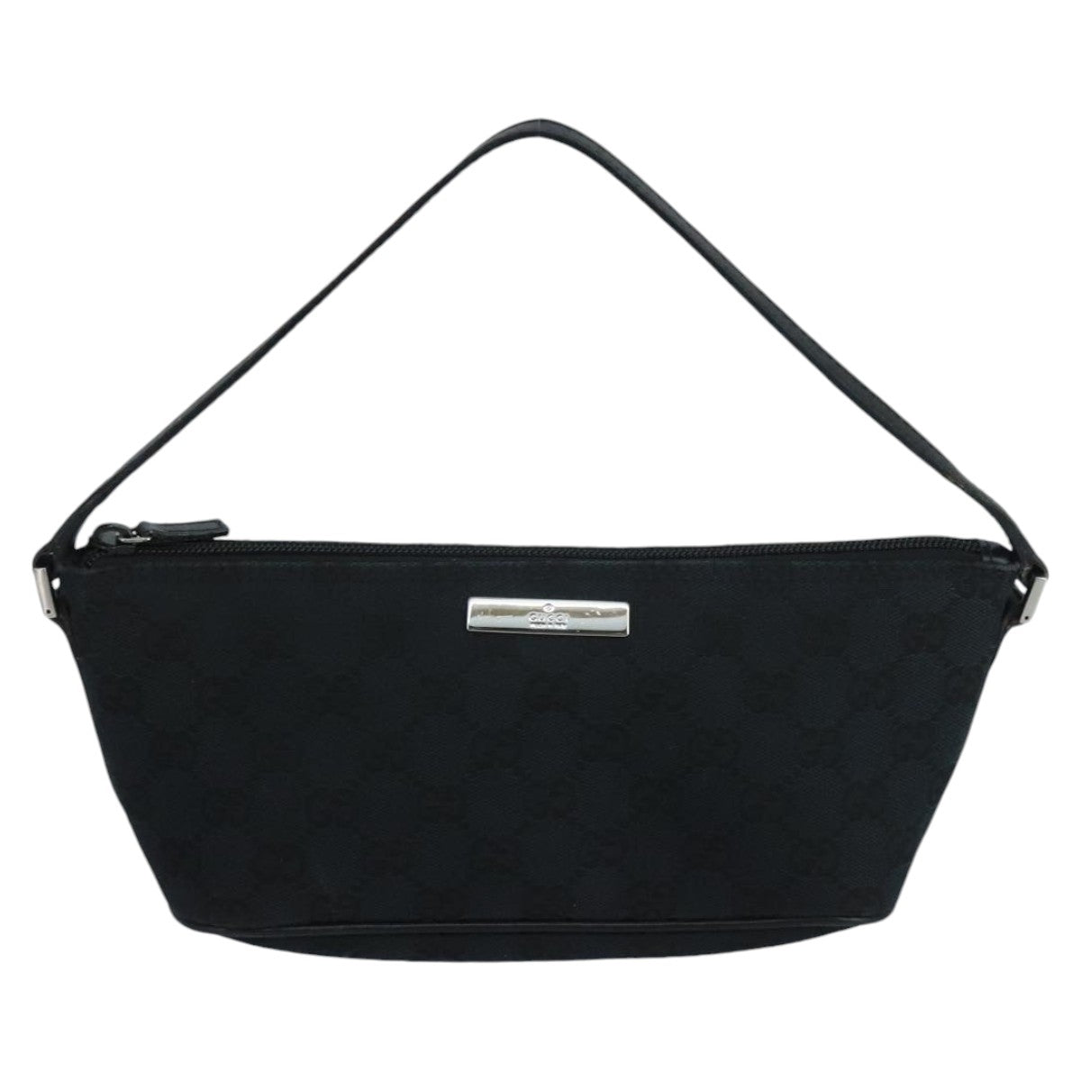 GUCCI GG Canvas Pouch Black Silver 039 1103 ki5152
