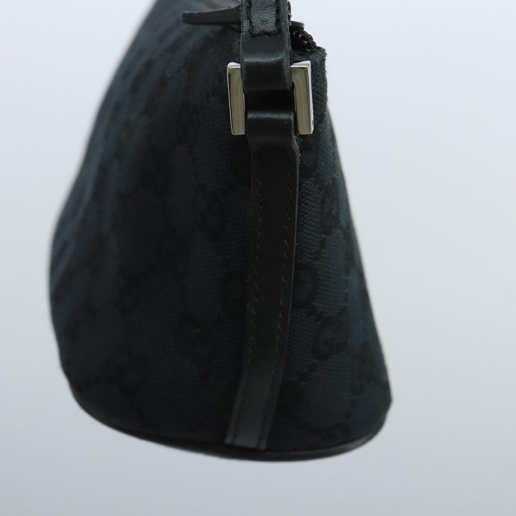 GUCCI GG Canvas Pouch Black Silver 039 1103 ki5152
