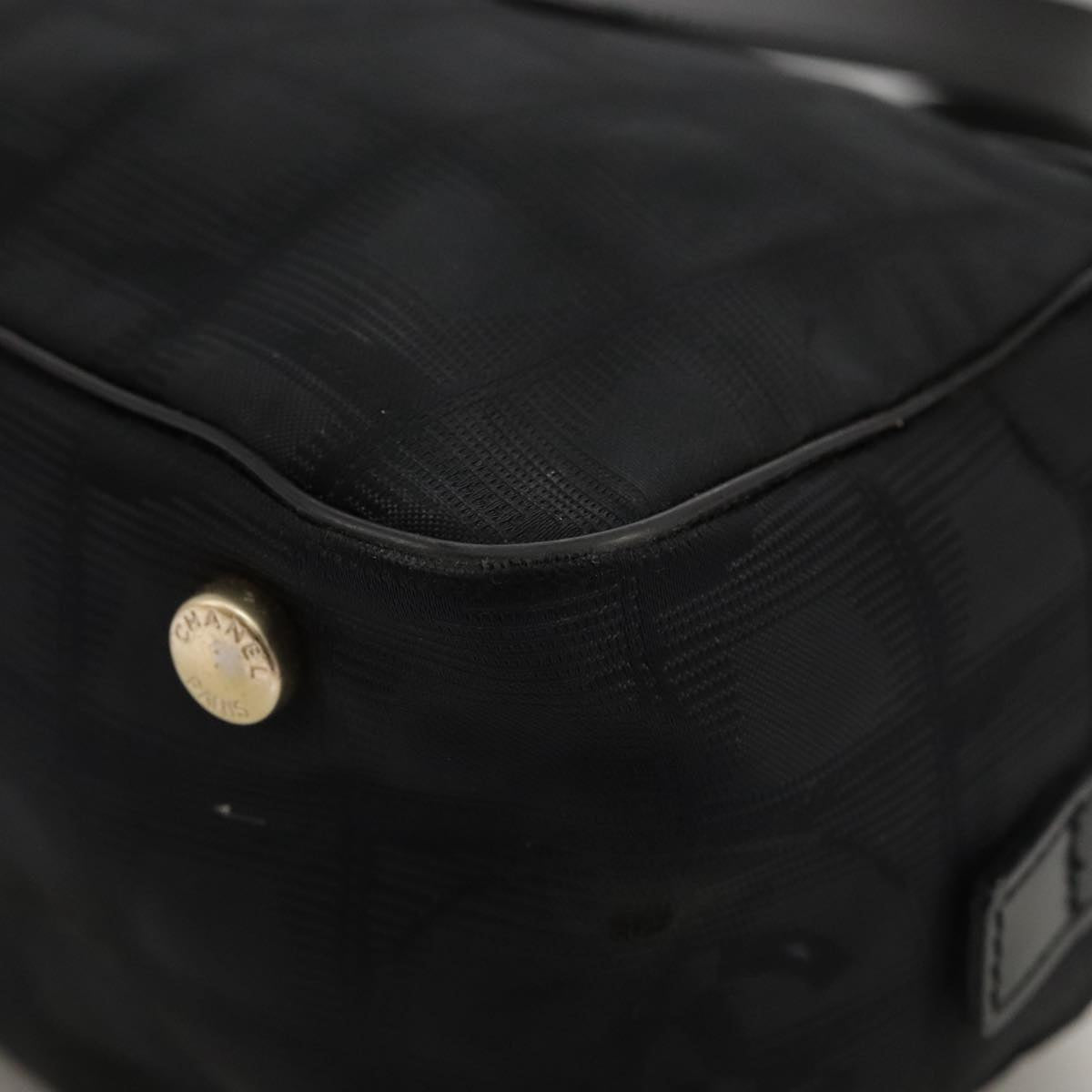 CHANEL New Travel Line Hand Bag Nylon Black Gold CC ki5217