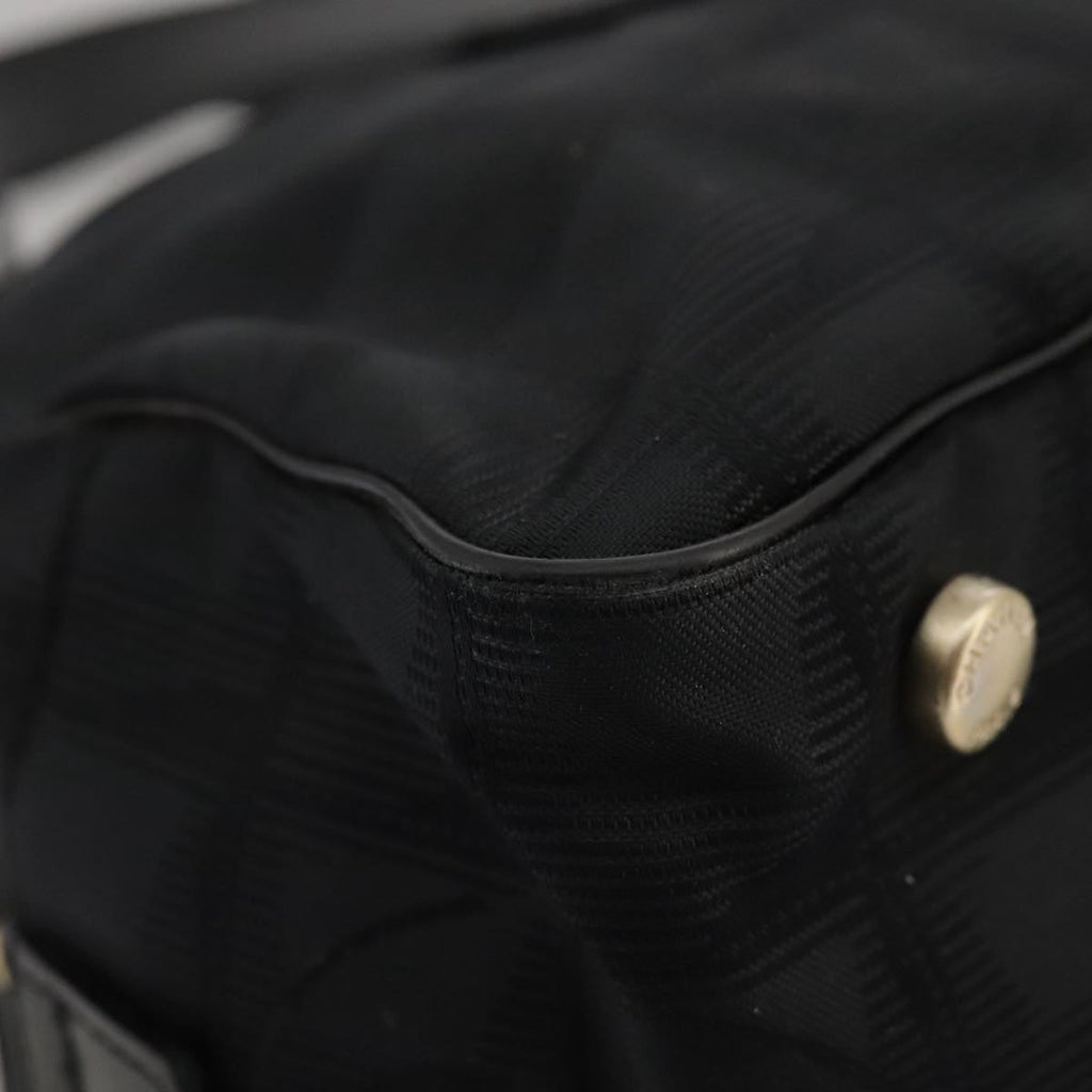 CHANEL New Travel Line Hand Bag Nylon Black Gold CC ki5217
