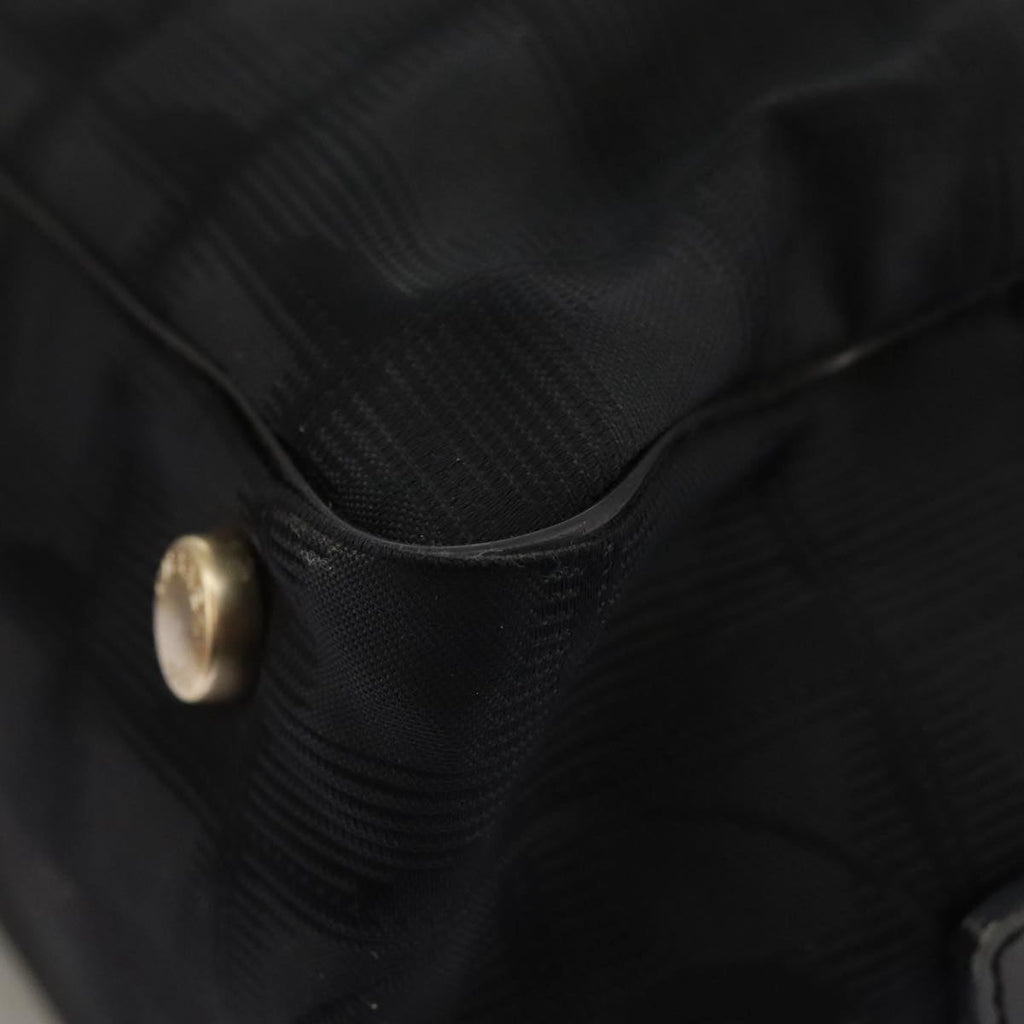 CHANEL New Travel Line Hand Bag Nylon Black Gold CC ki5217