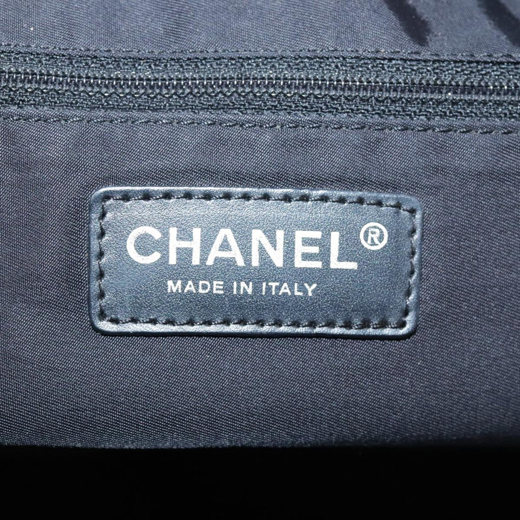 CHANEL New Travel Line Hand Bag Nylon Black Gold CC ki5217