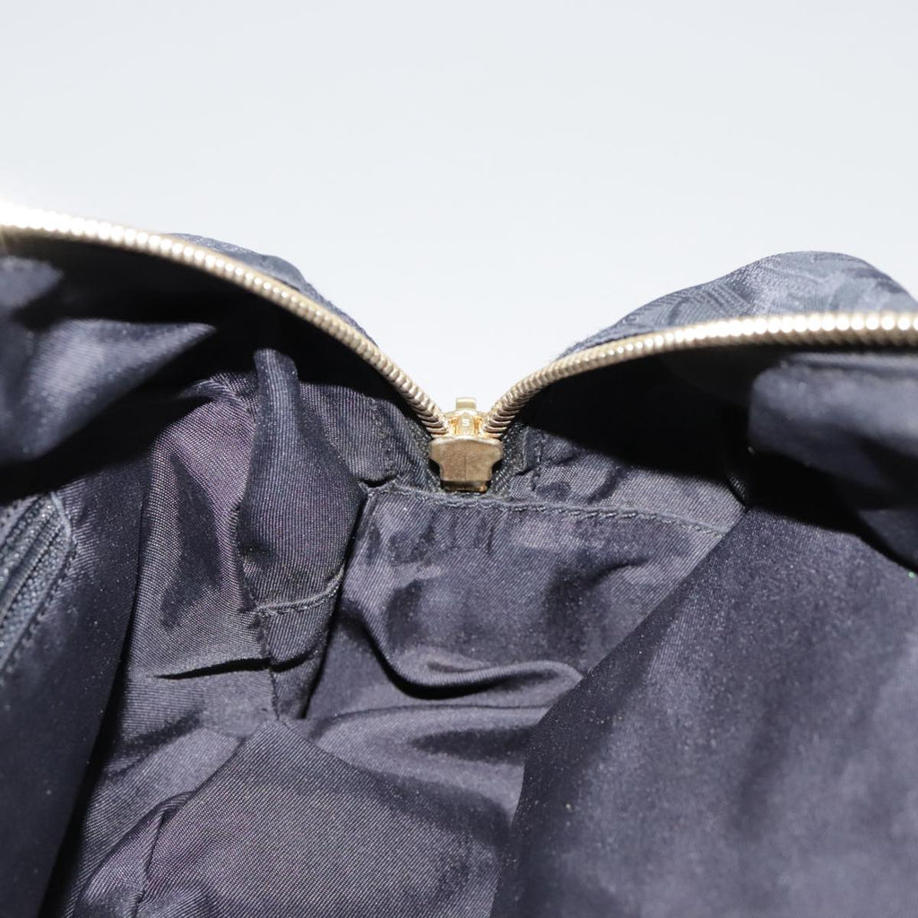 CHANEL New Travel Line Hand Bag Nylon Black Gold CC ki5217