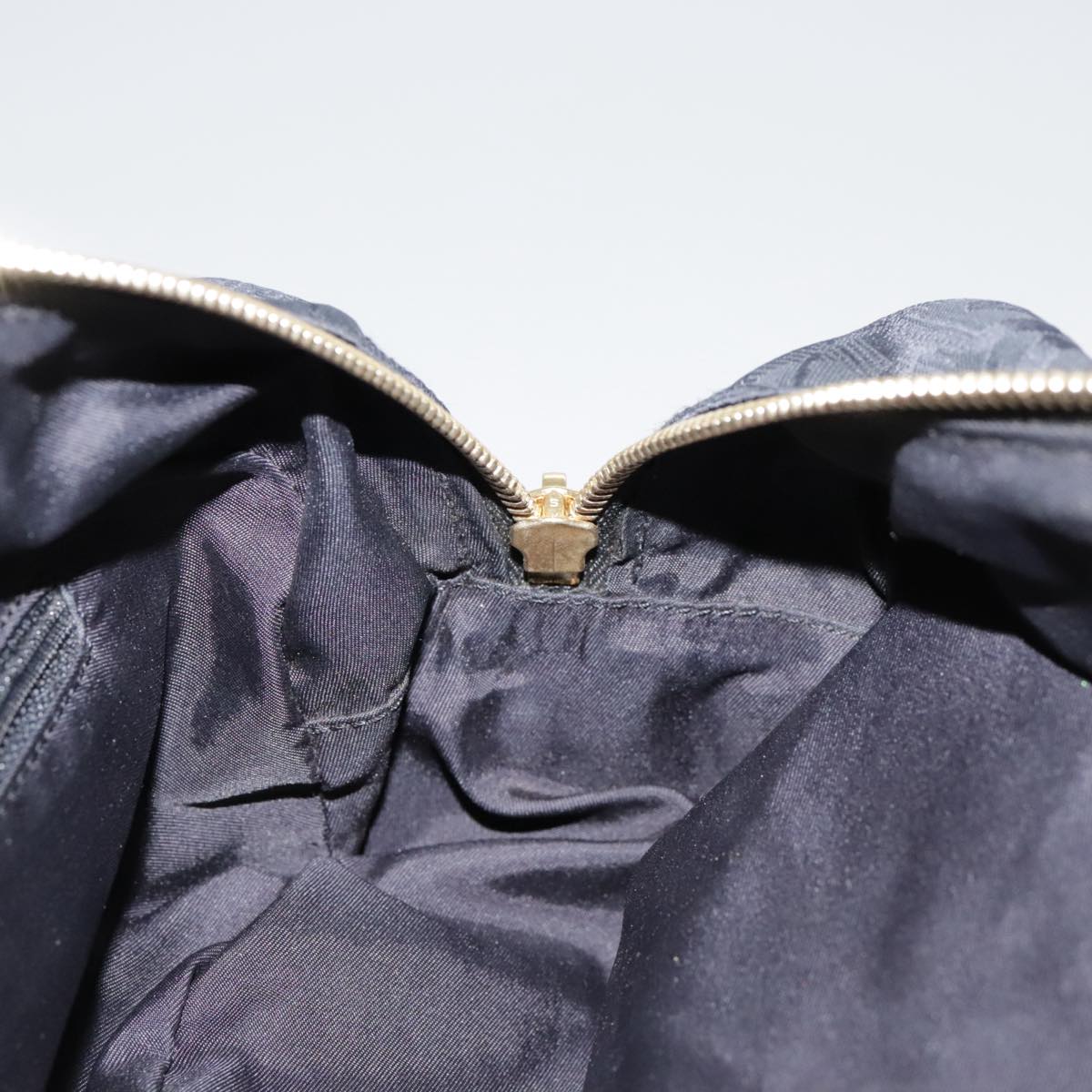 CHANEL New Travel Line Hand Bag Nylon Black Gold CC ki5217