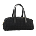 CHANEL New Travel Line Hand Bag Nylon Black Gold CC ki5217