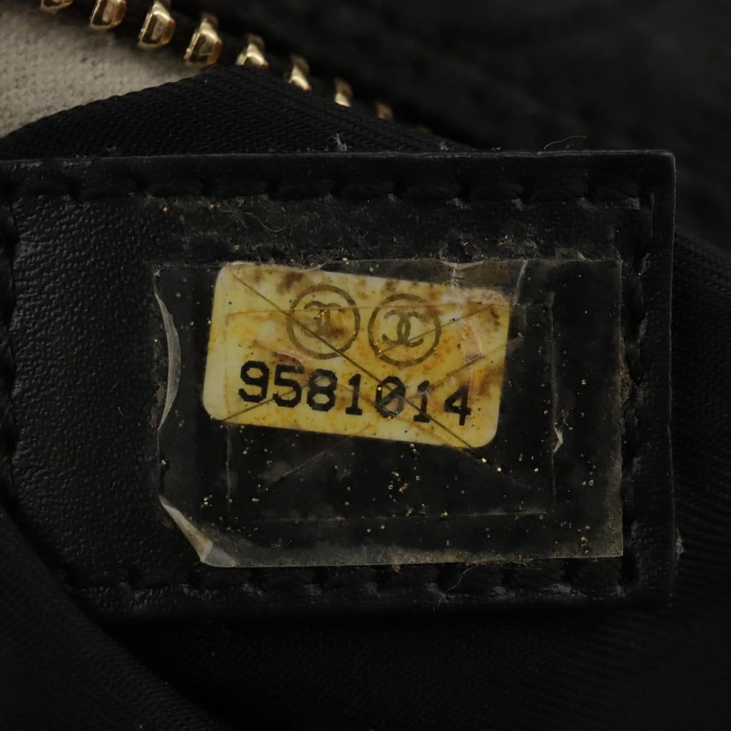 CHANEL New Travel Line Hand Bag Nylon Black Gold CC ki5217