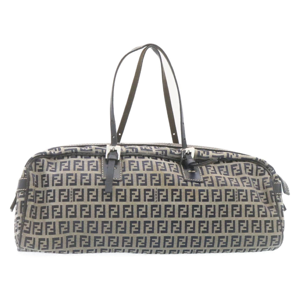 FENDI Zucchino Canvas Hand Bag Navy Blue kk054