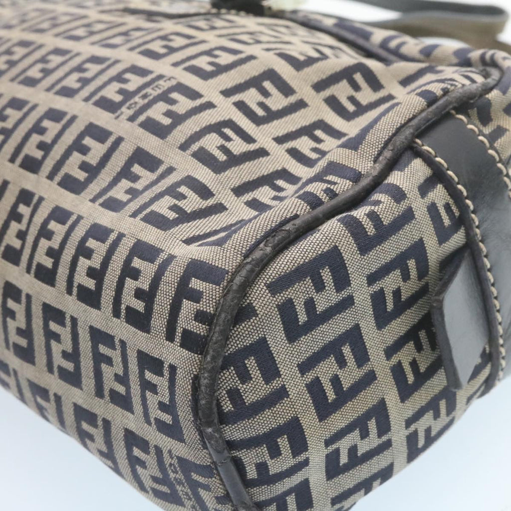 FENDI Zucchino Canvas Hand Bag Navy Blue kk054