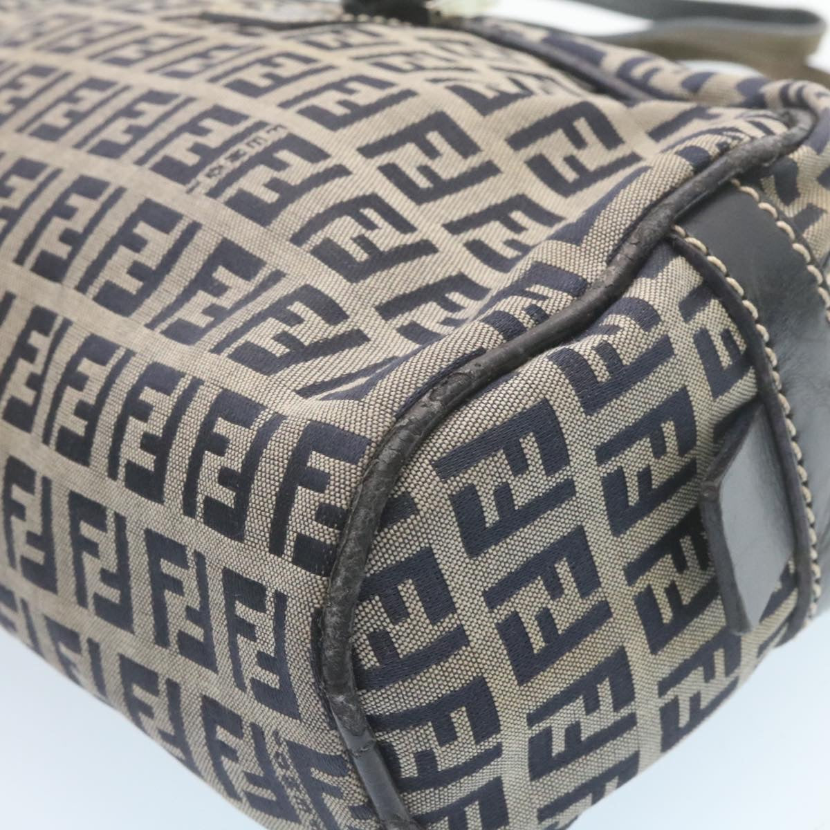 FENDI Zucchino Canvas Hand Bag Navy Blue kk054