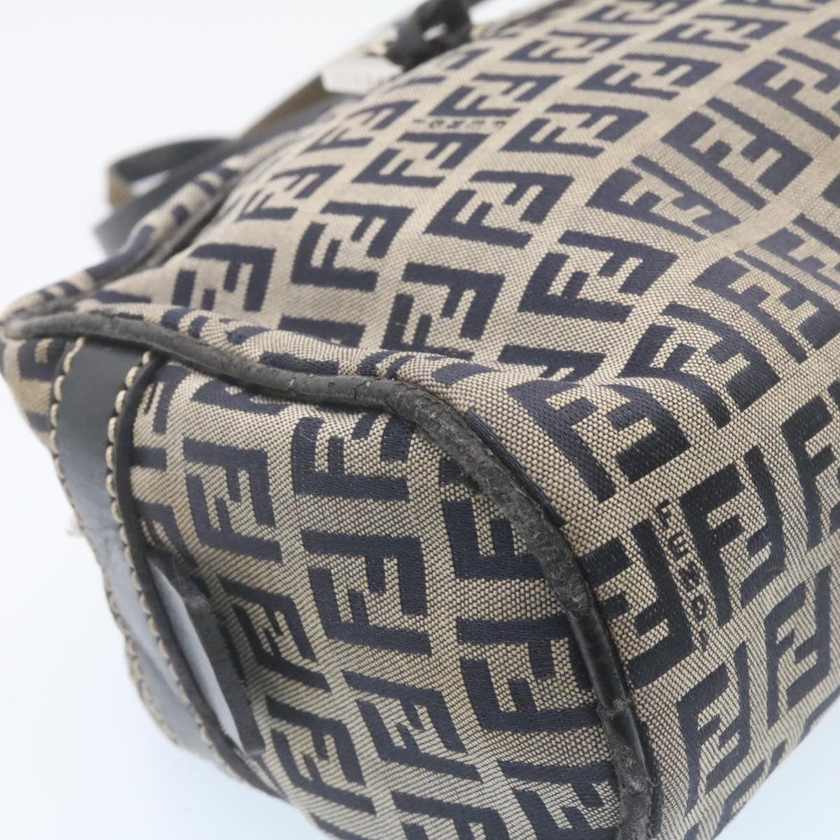 FENDI Zucchino Canvas Hand Bag Navy Blue kk054