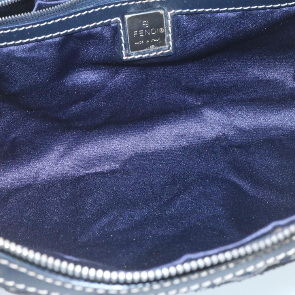 FENDI Zucchino Canvas Hand Bag Navy Blue kk054